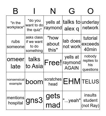 CISA 3135 Bingo Card