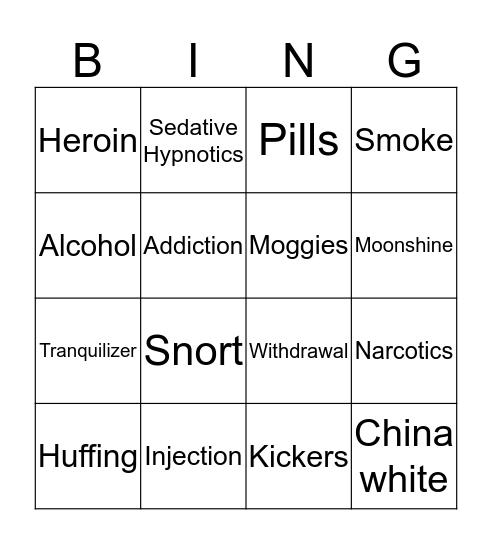 Depressants Bingo Card
