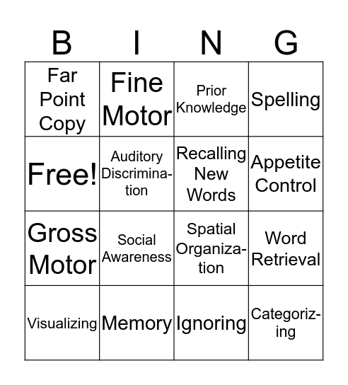 TASK BINGO Card