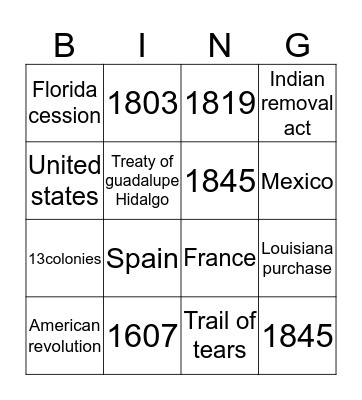 Manifest destiny Bingo Card
