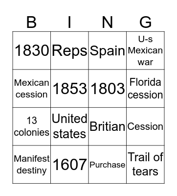 Manifest destiny Bingo Card