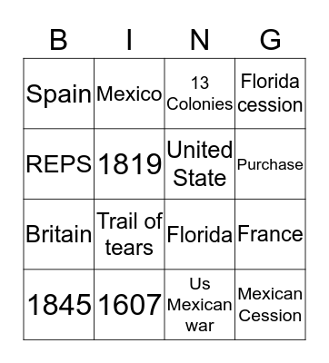 Manifest destiny Bingo Card