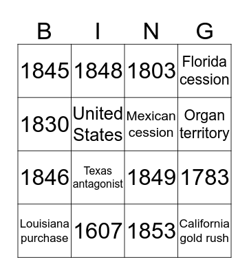 Manifest destiny Bingo Card