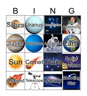 Solar System Bingo Card