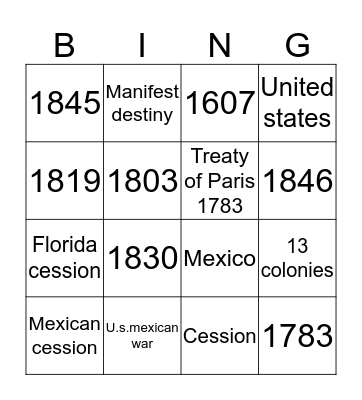 Manifest destiny Bingo Card