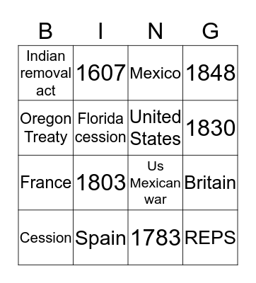 Manifest destiny Bingo Card