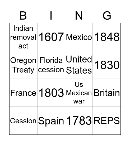 Manifest destiny Bingo Card