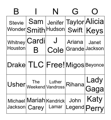 Musical Bingo Card