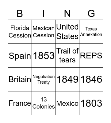 Manifest destiny Bingo Card