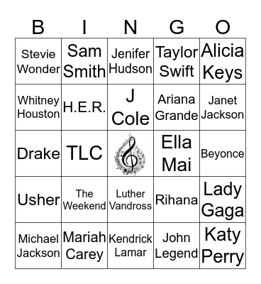 Musical Bingo Card