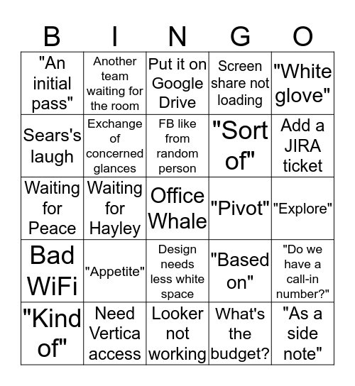 LSL Bingo Card