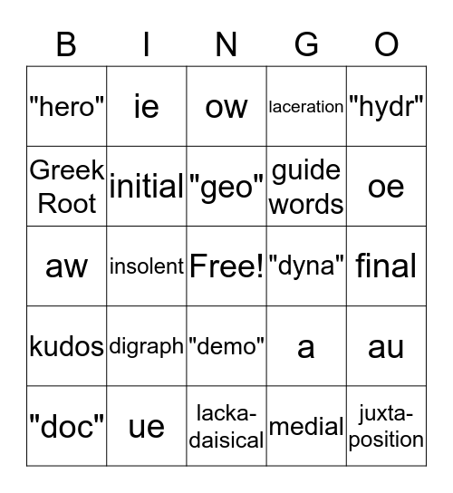 MTA Kit 6 Concepts Bingo Card