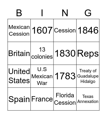 Manifest Destiny Bingo Card