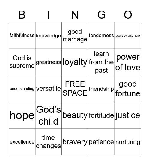 ADINKRA BINGO Card