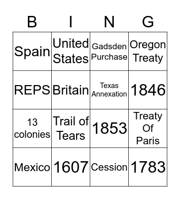 Manifest Destiny Bingo Card