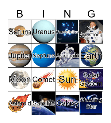 Solar System Bingo Card