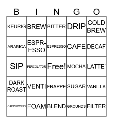 COFFEE BINGO Card
