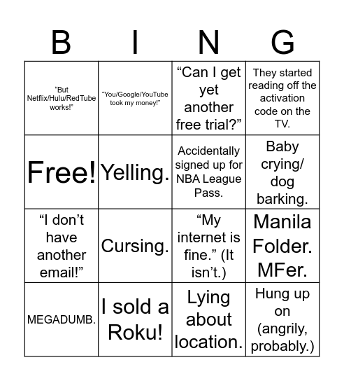 yttv bingo Card