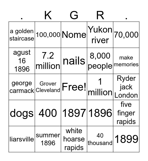 Gold Rush Bingo  Bingo Card