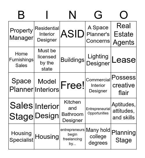 Chpt 16 - Housing Related Human Services Bingo Card