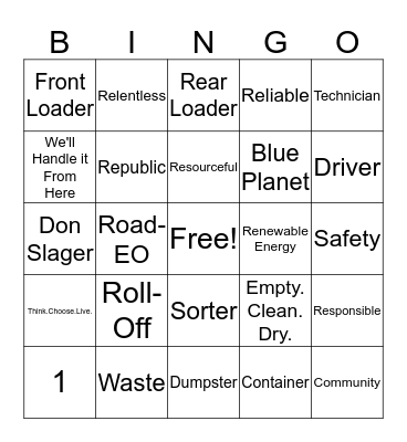 Republic Services Bingo Card