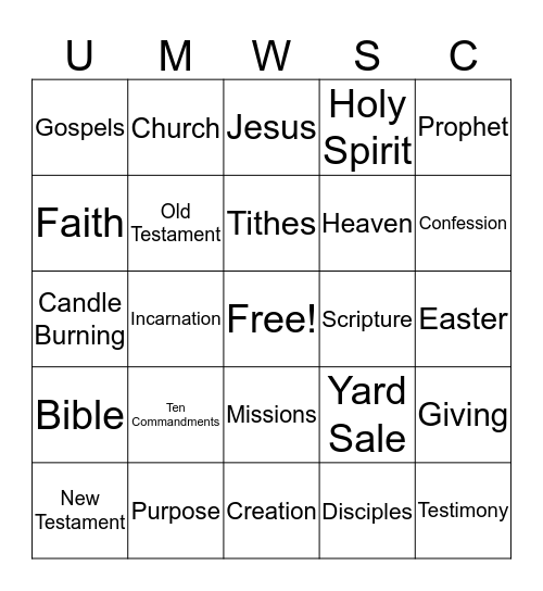 UMW BINGO Card