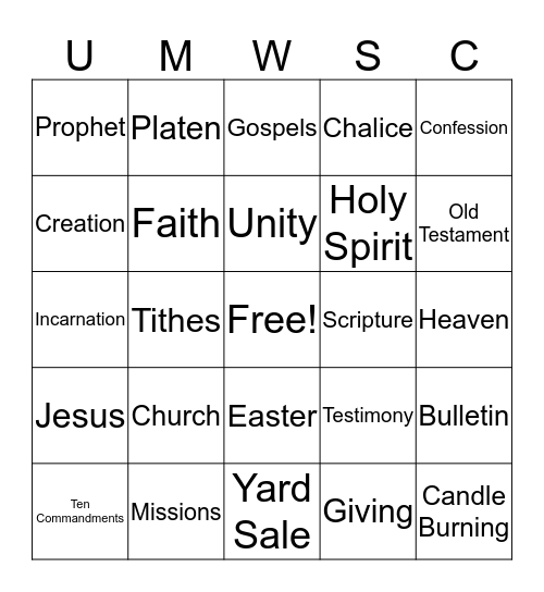 UMW BINGO Card