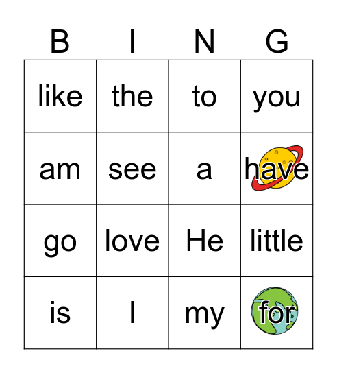 Space Bingo! Bingo Card