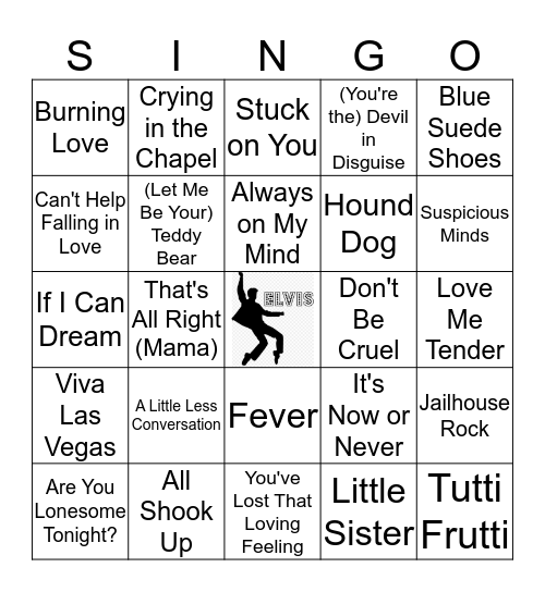 Elvis Singo Bingo Card