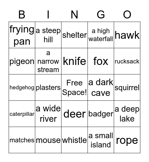 Kid 6 Bingo Card