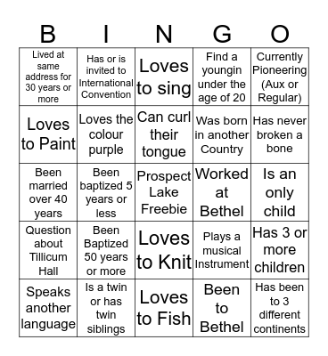 Prospect Lake  Bingo Card