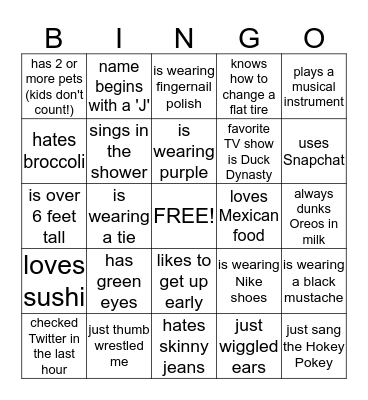 Faith Volunteers People Bingo Card