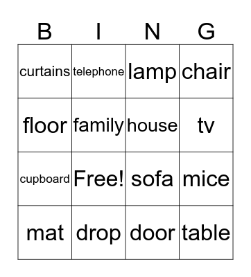 Playway2-Furniture Bingo Card