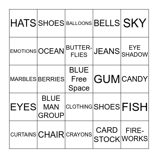 Things that are BLUE Bingo Card