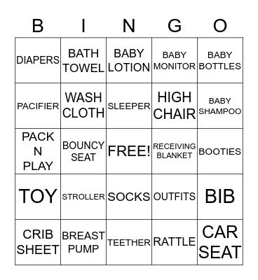 BABY GIFT BINGO Card