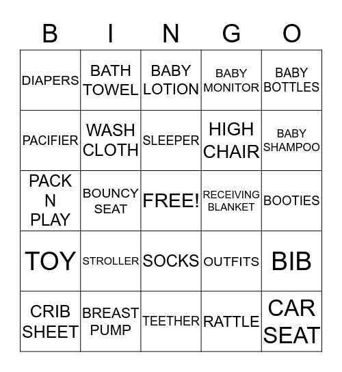 BABY GIFT BINGO Card
