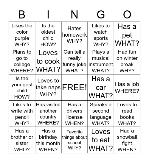 LIHS Bingo Card