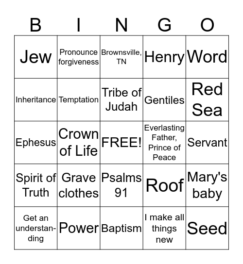 Bullock Bible BINGO Card