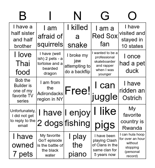 Untitled Bingo Card