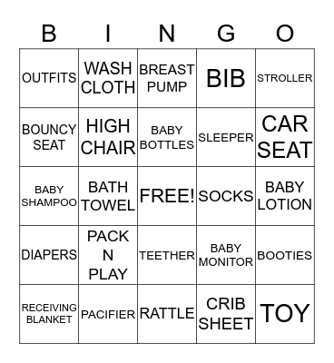 BABY GIFT BINGO Card