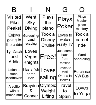 Getting to Know YOU! Bingo Card