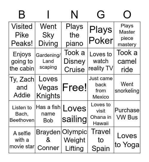 Getting to Know YOU! Bingo Card