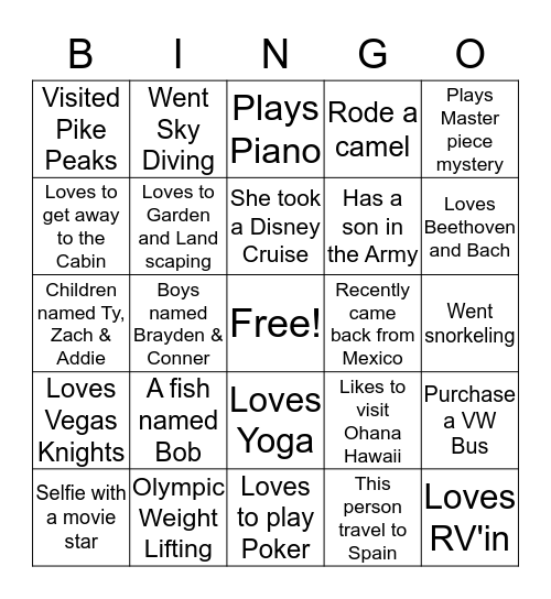 Get to Know Our Attendees Bingo Card