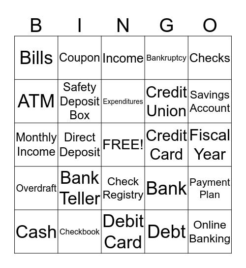 Budgeting Bingo Card