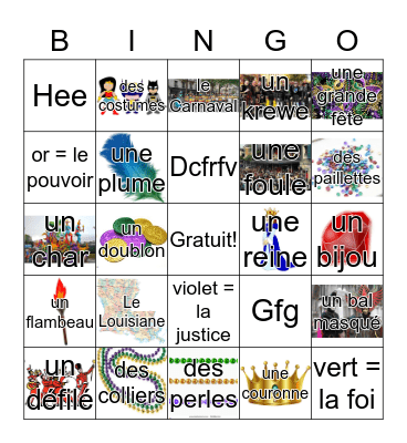 MARDI GRAS! Bingo Card