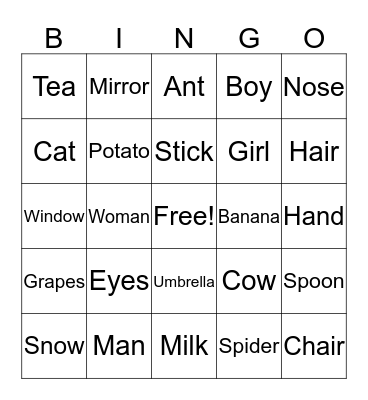 URDU LANGUAGE CLUB BINGO Card