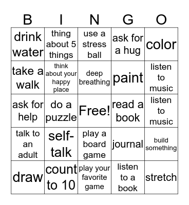 coping skills bingo  Bingo Card