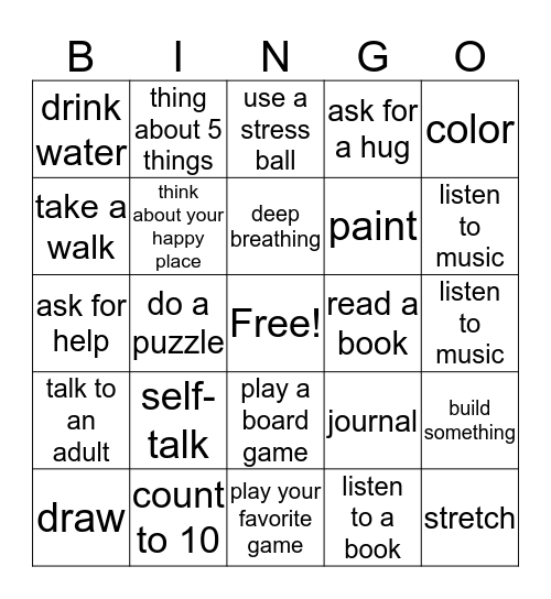 coping skills bingo  Bingo Card