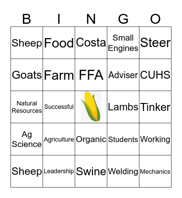 Agriculture Bingo Card