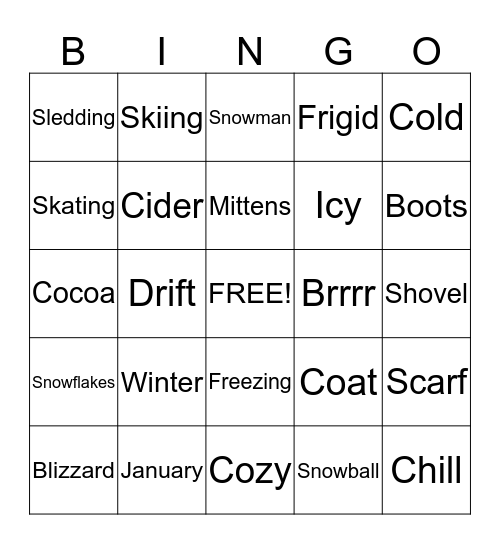 Winter Bingo! Bingo Card